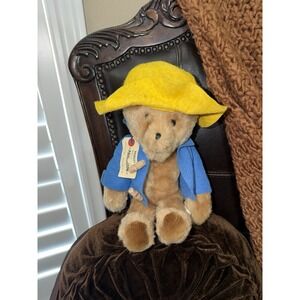 Eden Toys Paddington Bear Stuffed Teddy Bear Blue Coat Yellow Bucket Hat Vintage